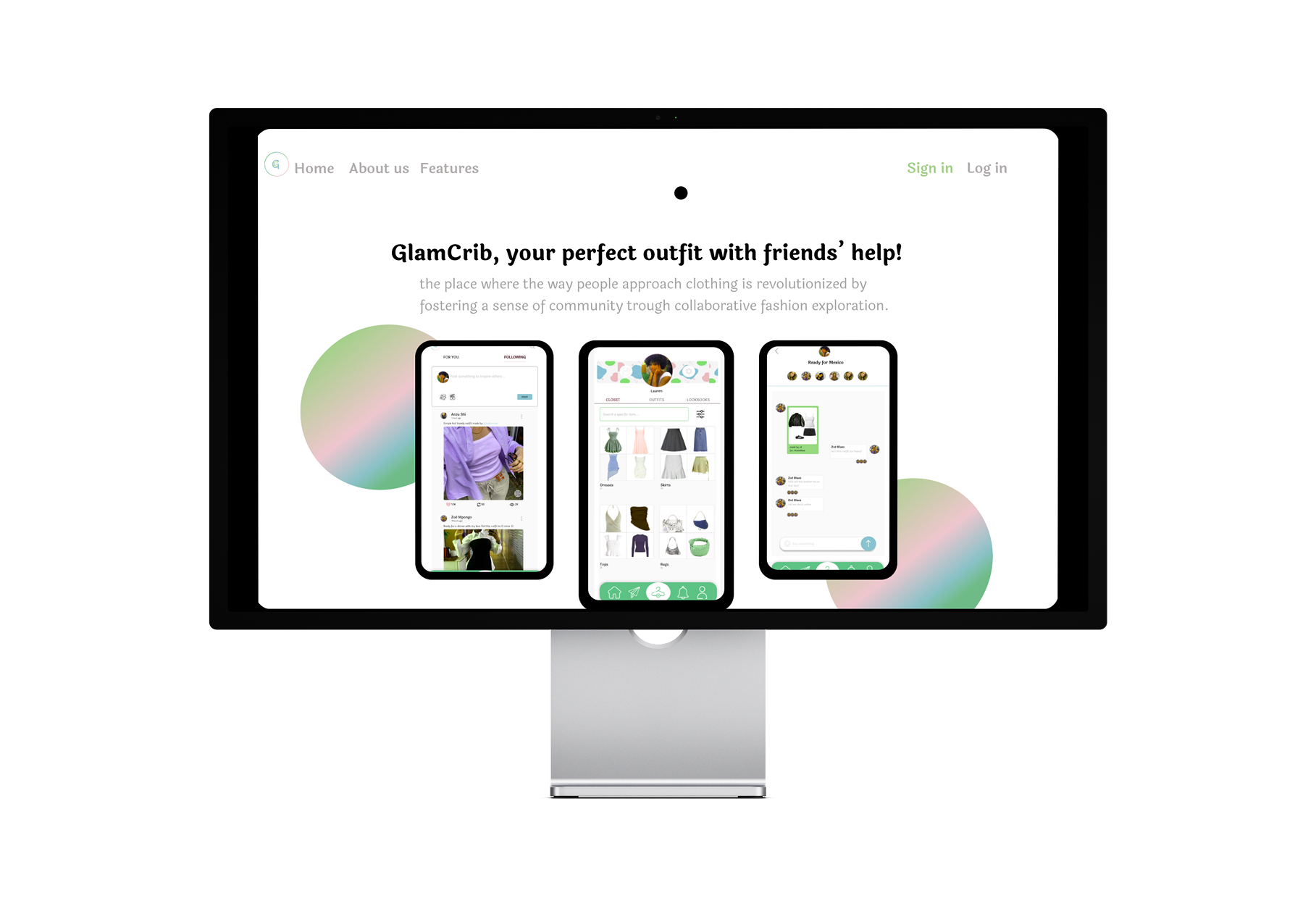Portfolio project - Glamcrib landing page design by Benedicte, frontend developer